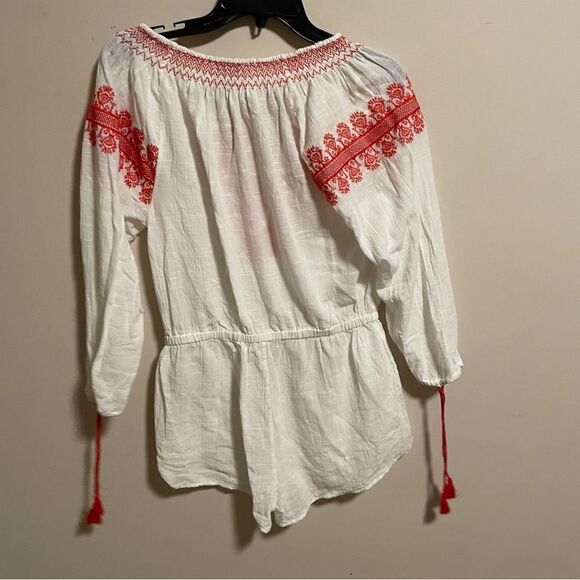 J. Crew Embroidered Cotton-Linen Beach Romper- Size XS - Picture 7 of 8